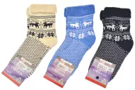 Dámske termo zdravotné ponožky Aljašky - 3 páry, so sobom a vločkou, mix farieb, veľkosť 39-42