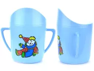 Hrnček pre dojčatá - 8 cm - modrý s klaunom - TVAR
