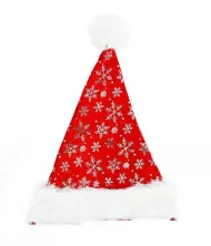 Vianočná čiapka strieborné vločky, 40 cm