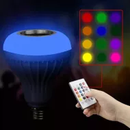 LED RGB farebná žiarovka s bluetooth reproduktorom