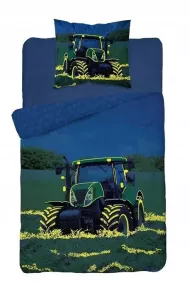 Obliečky - Traktor - svietiace - bavlna - 140 x 200 cm - 70 x 80 cm - Detexpol