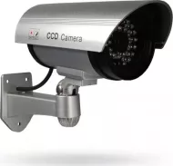Fiktívna CCTV monitorovacia kamera - na batérie - strieborná