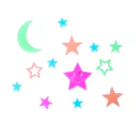 Mesiac a farebné hviezdičky svietiace v tme - Rappa