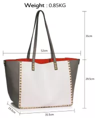 Elegantná kabelka LS00477 - sivo-biela - LS Fashion