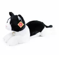 Plyšová ležiaca mačka - čiernobiela - 35 cm - Rappa