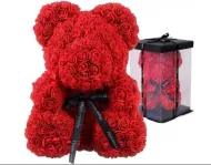 Medvedík z ruží v darčekovom balení - 40 cm
