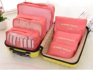 Praktické cestovné tašky a organizéry na cesty - 6 ks - lososové