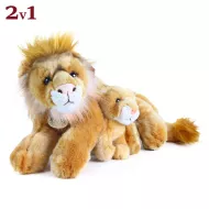 Plyšový lev ležiaci s mláďaťom, 40 cm