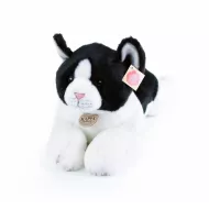 Plyšová ležiaca mačka - čiernobiela - 35 cm - Rappa