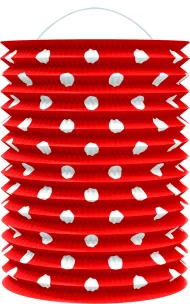 Papierový lampión - červený s bodkami - 23 cm - Rappa