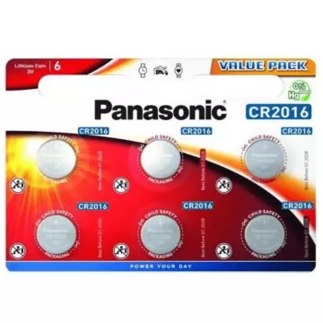 Lítiová gombíková batéria - 6x CR2016 - Panasonic