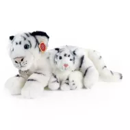 Plyšový tiger biely s mláďaťom, 38 cm