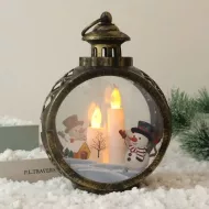 Vianočná lucerna - snehuliaci