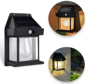 Solárna záhradná nástenná lampa Solar Interaction YX-777 - čierna