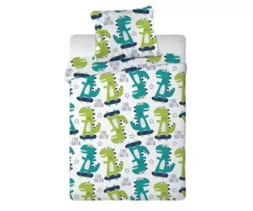 FARO Bavlnené obliečky do postieľky Dino skate - 100x135 cm + 40x60 cm
