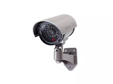 Fiktívna CCTV monitorovacia kamera - na batérie - strieborná
