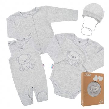 Kojenecká soupravička do porodnice New Baby Sweet Bear šedá Kojenecká soupravička do porodnice New Baby Sweet Bear šedá