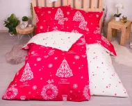 Sedemdielna súprava obliečok s vianočným motívom - 140 x 200 - červená