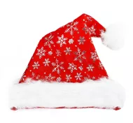 Vianočná čiapka strieborné vločky, 40 cm