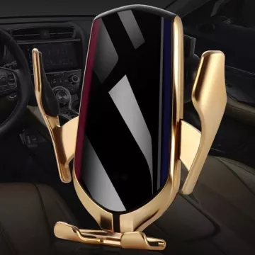 Bezdrôtová nabíjačka a držiak do auta Lux R1 2 v 1 - zlatý, veľký