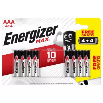 Mikrotužkové batérie MAX - 8x AAA - 4 + 4 zadarmo - Energizer