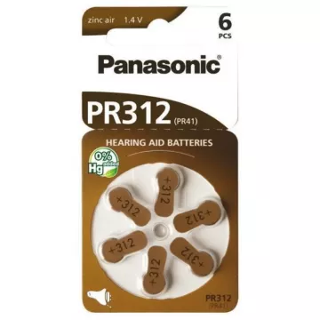 Batérie pre audioprotetiku - 6x PR-312B6 - Panasonic