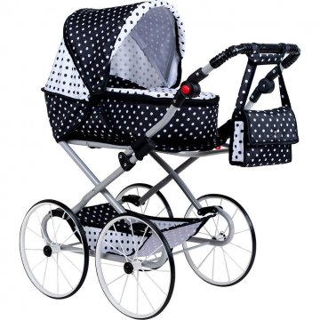 Detský Retro kočík pre bábiky 2v1 New Baby Natálka bielo-čierny Detský Retro kočík pre bábiky 2v1 New Baby Natálka bielo-čierny