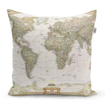Vankúšik s potlačou - Mapa sveta - 40 x 40 cm - Sablio